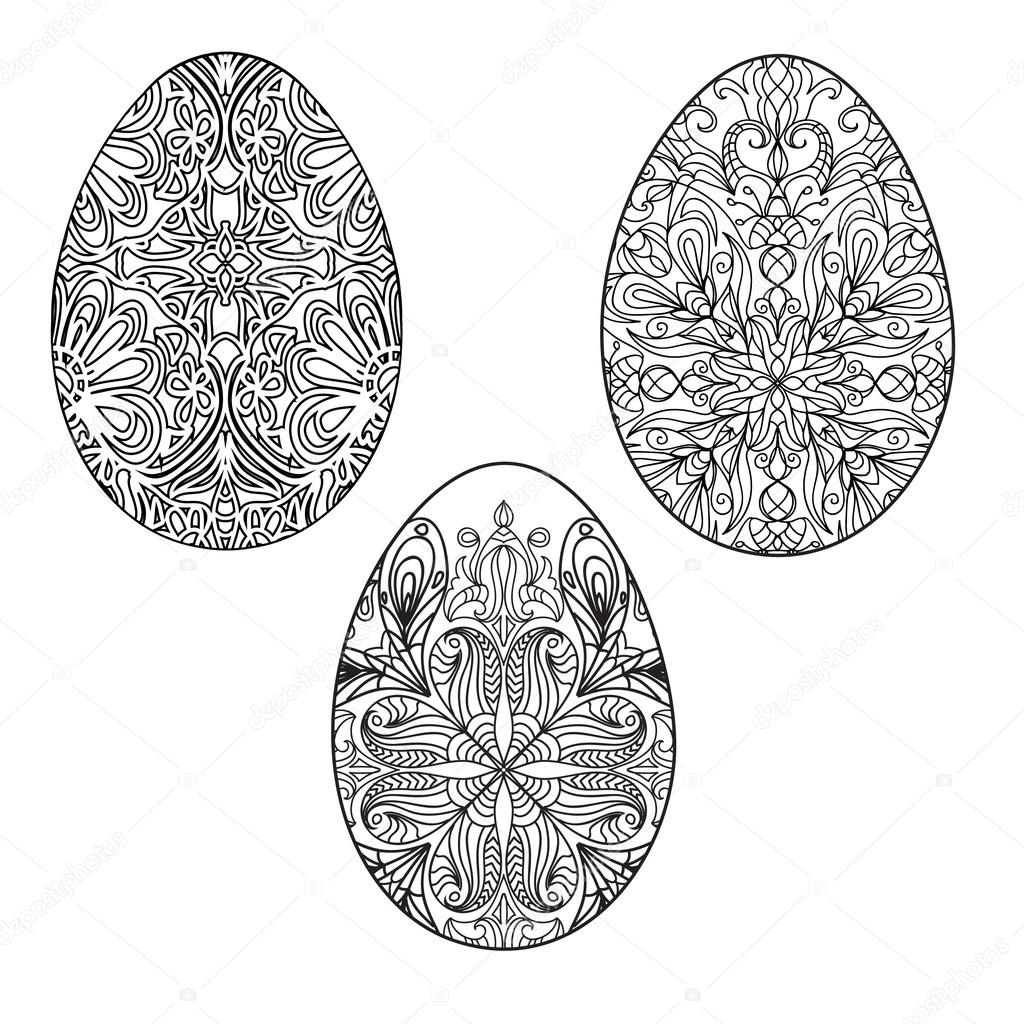 Easter eggs coloring pages set isolated