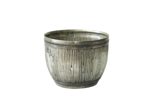 Antique silver bowl on white background — Stock Photo, Image