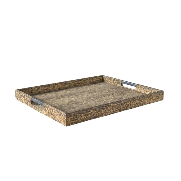 Wooden tray isolated on white background — Stock Photo, Image
