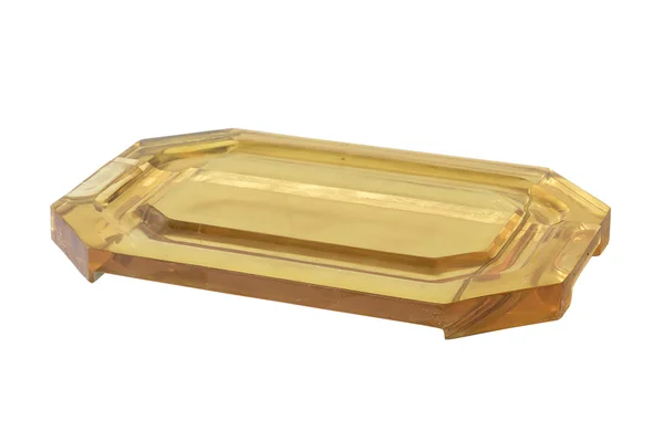 Antique yellow stone tray isolated on white background — Stock Photo, Image