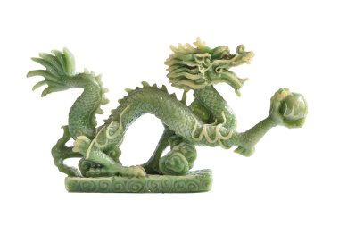 Jade dragon isolated on white background clipart