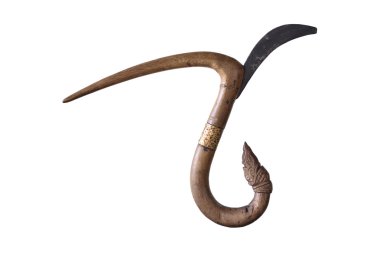 Beyaz arka plan üzerinde izole antika tırpan