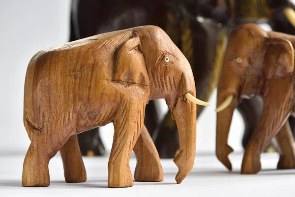 Group of wooden elephant — Stock Photo, Image