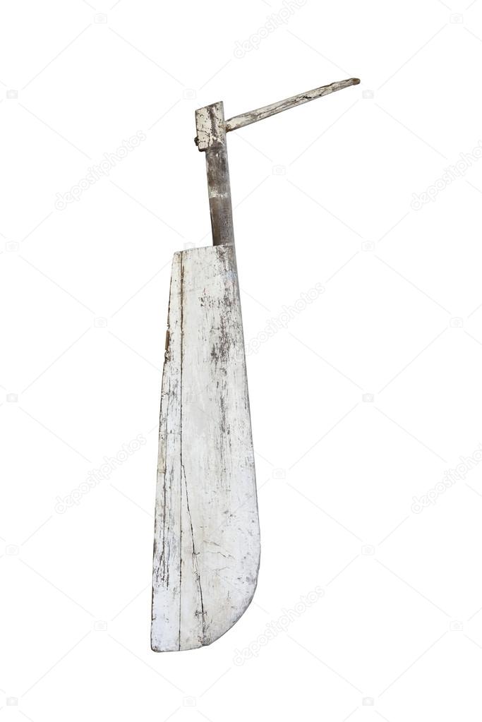 Antique big rudder isolated on white background