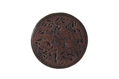 Beyaz arka plan üzerinde izole antika tahta ıstampayla