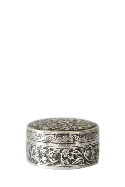 Antique silver box isolated on white background — Stock Photo, Image