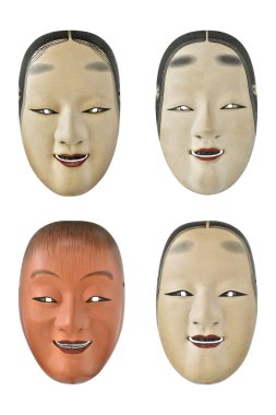 Antique japanese mask set