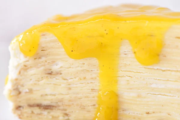 Crepe cake with lemon syrup — Stock Photo, Image