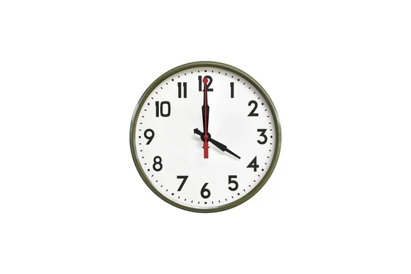 Green wall clock.Four o'clock — Stock Photo, Image