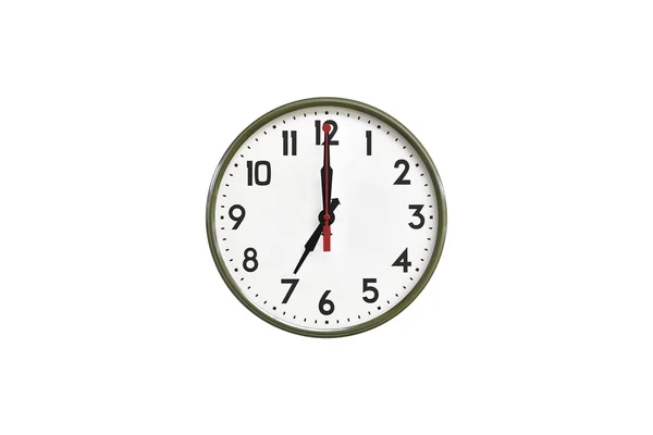 Green wall clock.Seven clock — Stock Photo, Image