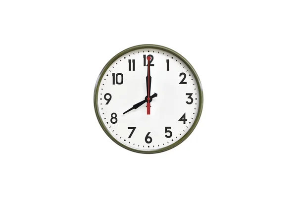 Green wall clock.Nine o'clock — Stock Photo, Image