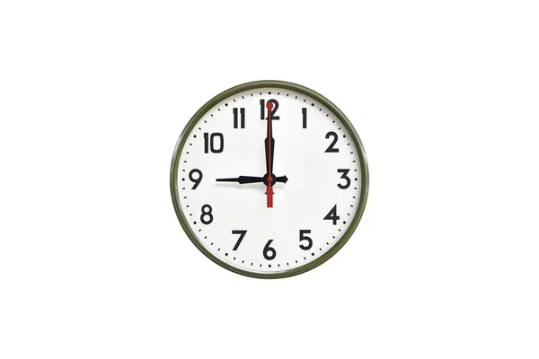 Green wall clock.Nine o'clock — Stock Photo, Image