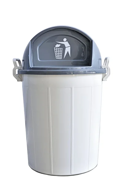 Weißer Kunststoffbehälter mit grauem Deckel — Stockfoto
