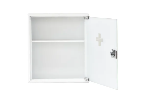 White Medicine cupboard on white background (Open) — Stock Photo, Image