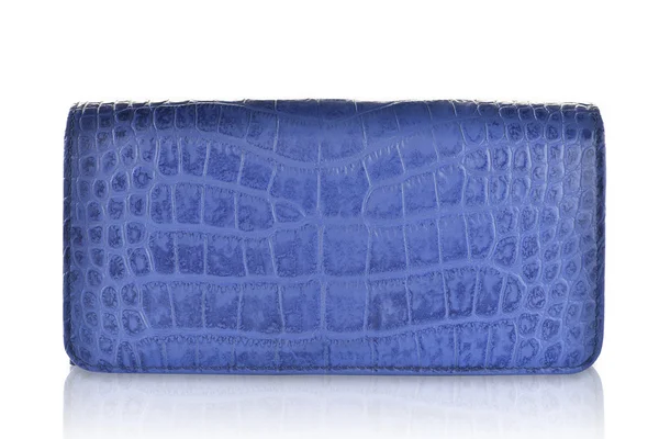 Blue crocodile leather woman purse — Stock Photo, Image