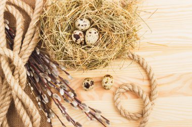 Quail Easter eggs and decorations