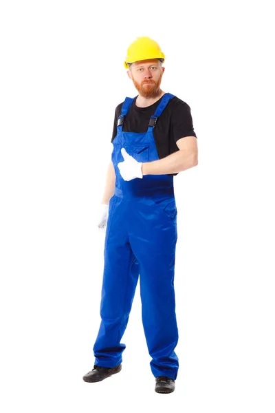 Man builder in the uniform, isolated — Stock Photo, Image