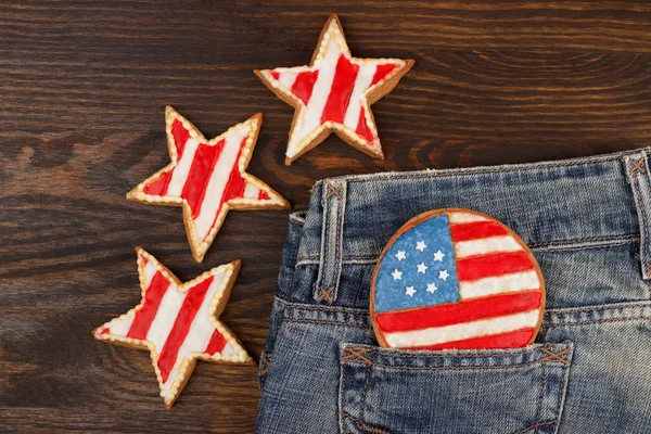 Ciasteczko z American patriotycznych kolorach w kieszeni — Zdjęcie stockowe