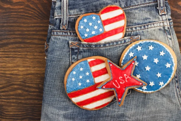 Różne pliki cookie z American patriotycznych kolorach — Zdjęcie stockowe