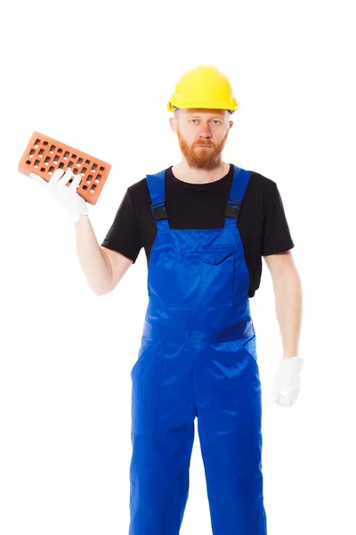 Hombre constructor en el uniforme azul — Foto de Stock