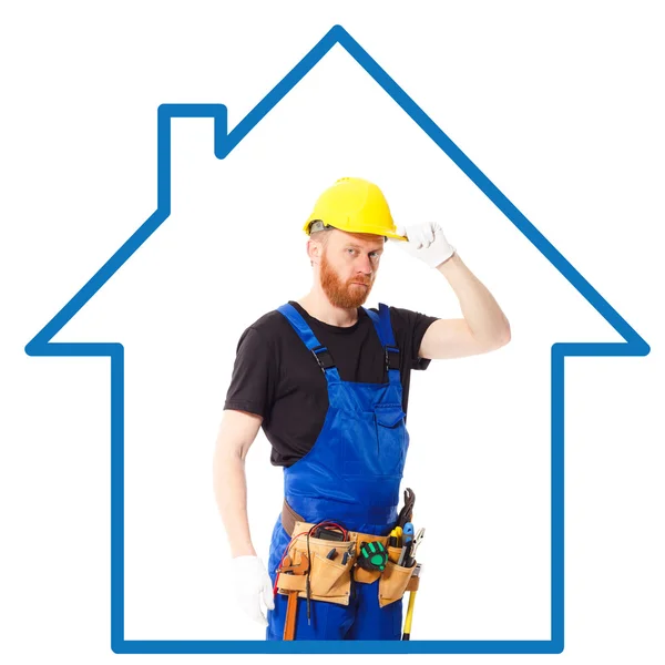 Hombre constructor en el uniforme azul —  Fotos de Stock