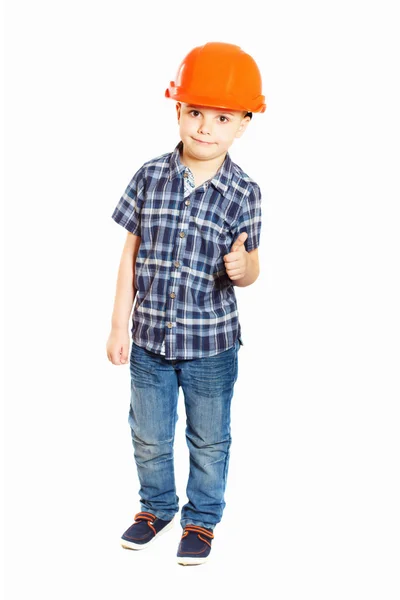 The boy in the orange helmet — Stock Photo, Image