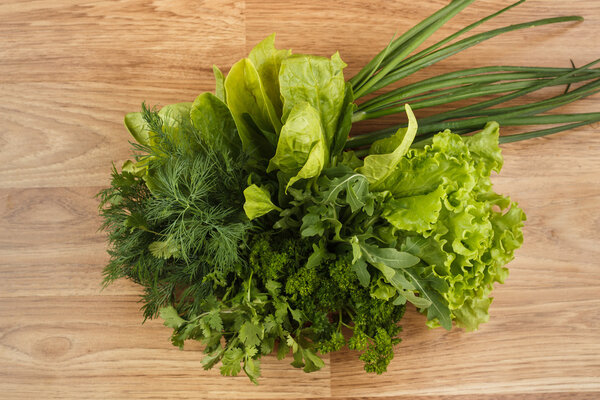 Fresh green lettuce leaves