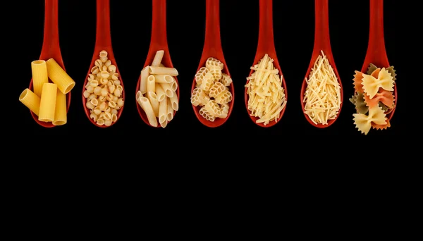 Ensemble de différents types de pâtes — Photo