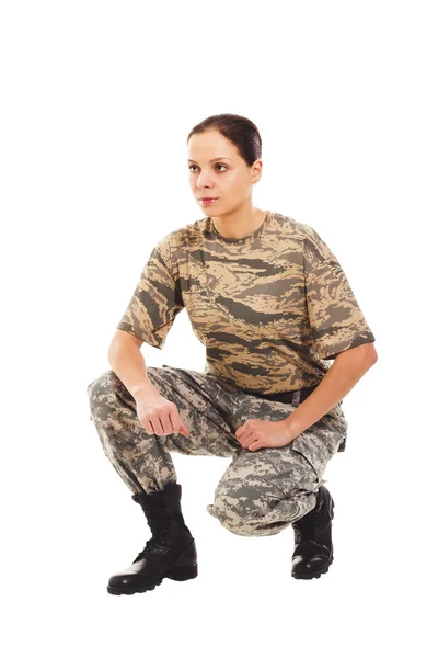 Soldato: ragazza in uniforme militare — Foto Stock
