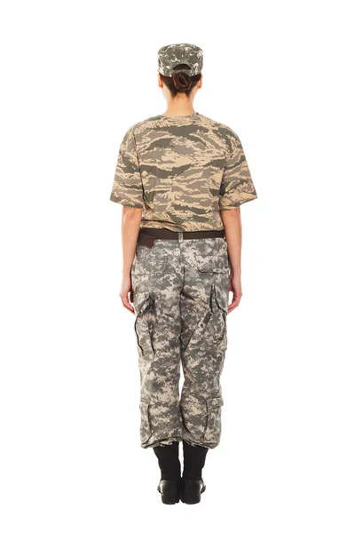 Ragazza soldato in uniforme militare — Foto Stock