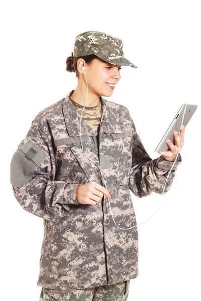 Girl-tentara dalam seragam militer — Stok Foto