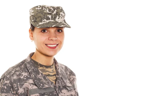 Soldier: girl in the military uniform and hat Royalty Free Stock Photos