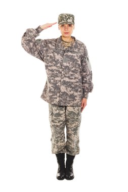 Kız - askeri üniformalı asker