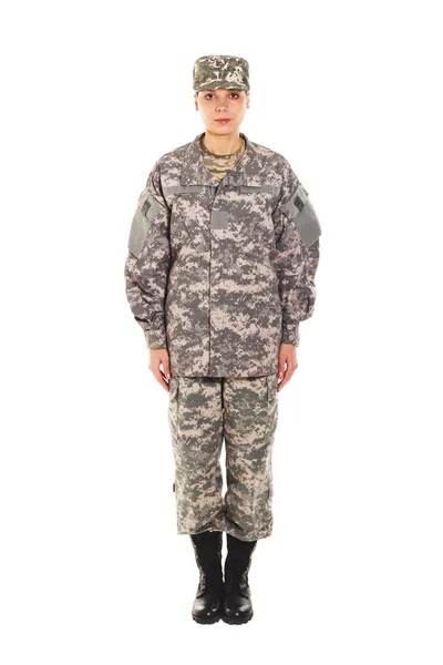 Chica - soldado con uniforme militar — Foto de Stock