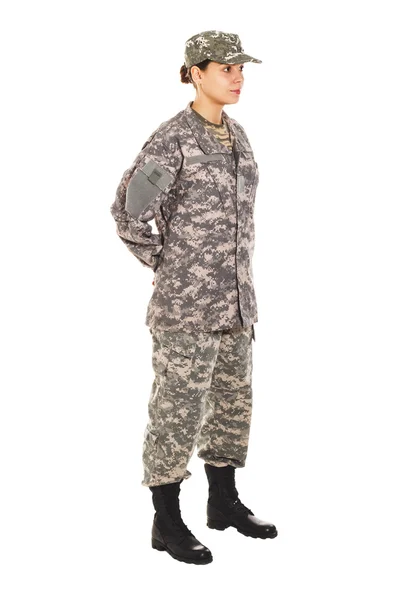 Pige - soldat i militæruniform - Stock-foto