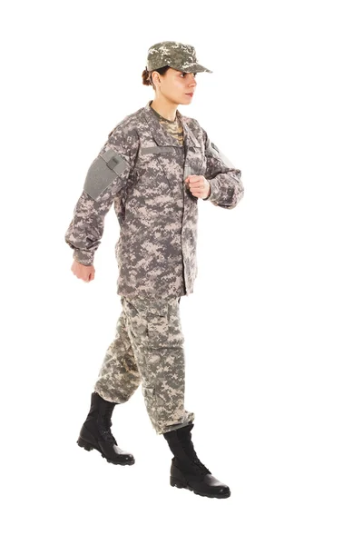 Dziewczyna - żołnierz w mundurze wojskowym — Zdjęcie stockowe