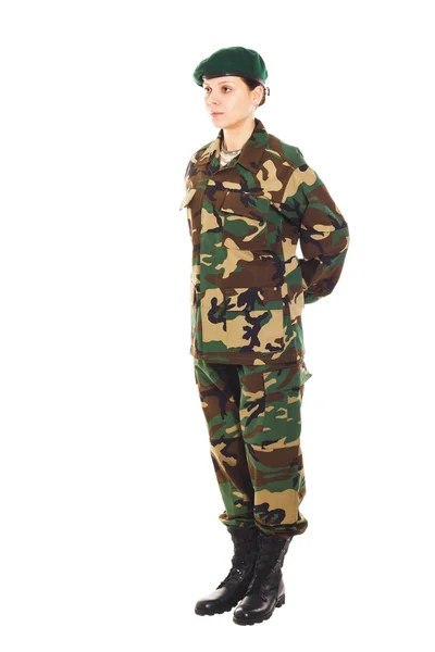 Soldier girl in the military uniform — Stock Photo, Image