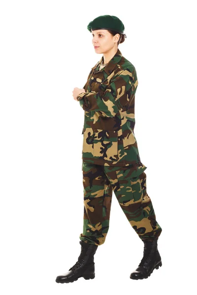 Soldier girl in the military uniform — Stock Photo, Image