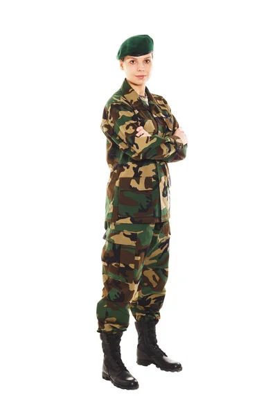 Soldat flicka i militär uniform — Stockfoto