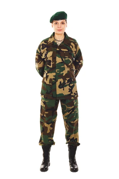 Soldado menina no uniforme militar — Fotografia de Stock