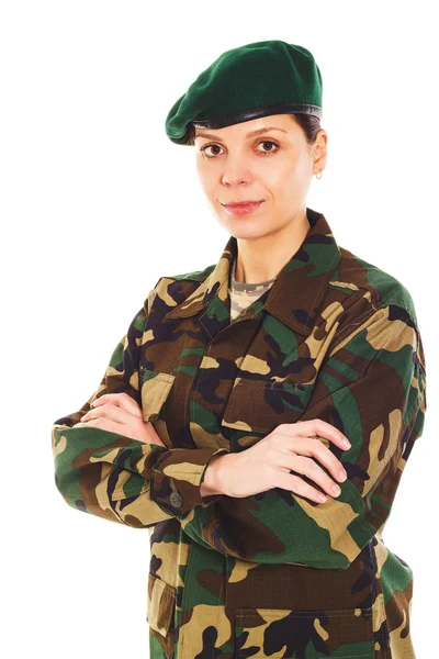 Soldado menina no uniforme militar — Fotografia de Stock