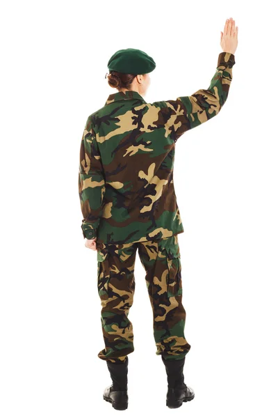 Soldat flicka i militär uniform — Stockfoto