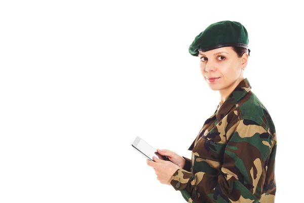 Tentara gadis di seragam militer — Stok Foto