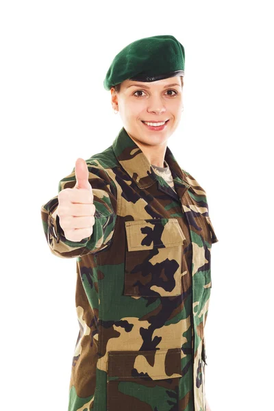 Soldado menina no uniforme militar — Fotografia de Stock