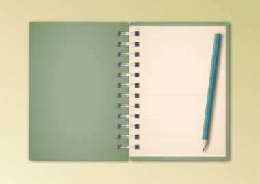 Yeşil defter ve kalem