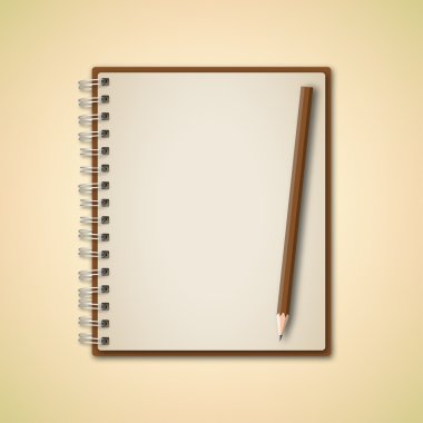 Temiz kahverengi defter kalem ile
