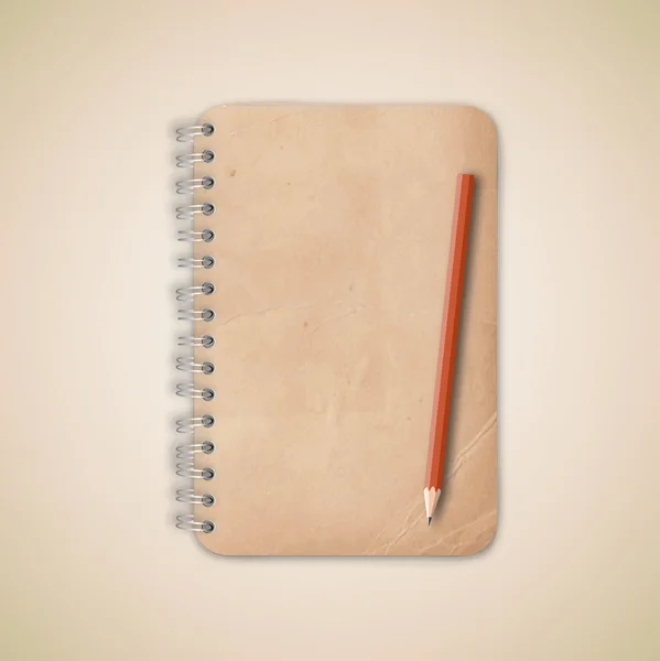 Vintage Old Notebook Paper with Pencil — Stock Vector