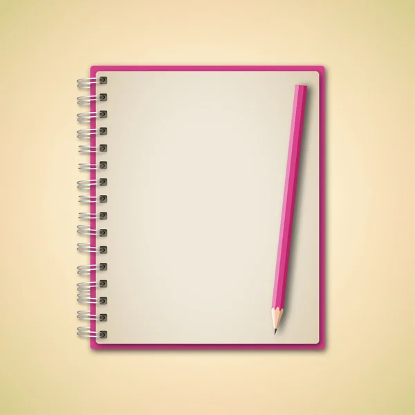 Colore rosa notebook vuoto — Vettoriale Stock