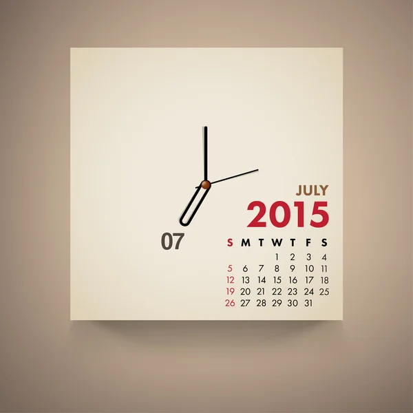 Calendrier 2015 Juillet Horloge Design Vecteur En Vente