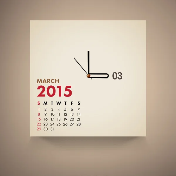 Calendrier 2015 Mars Horloge Design Vecteurs De Stock Libres De Droits